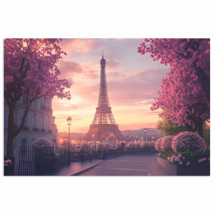 Poster - Eiffeltoren - Parijs - Roze — 1