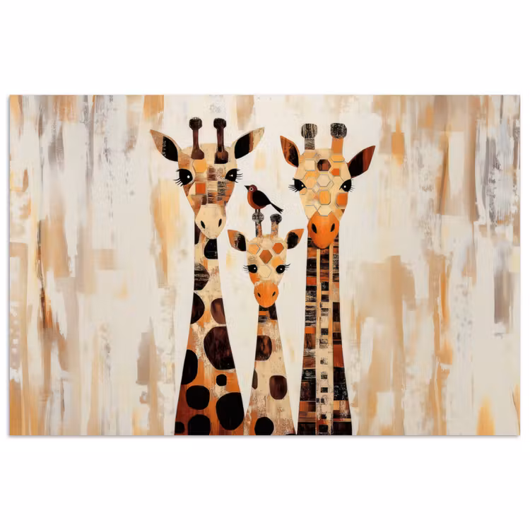 Poster - Giraffen - Cartoon - Crème — 1