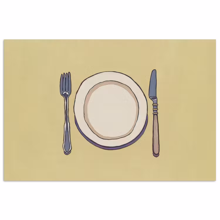 Poster - Illustratie - Bord - Bestek - Beige — 1