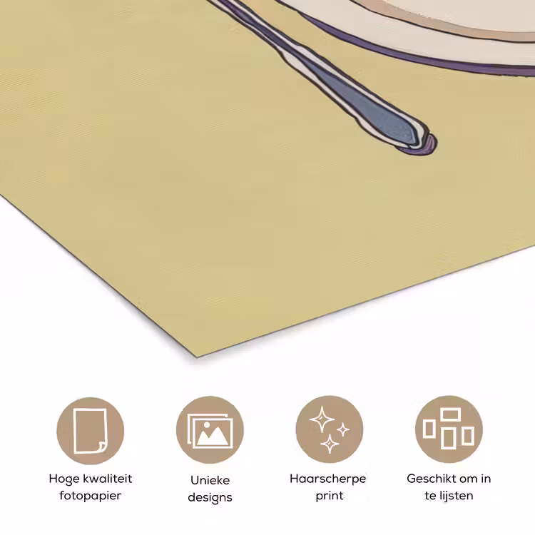 Poster - Illustratie - Bord - Bestek - Beige — 5
