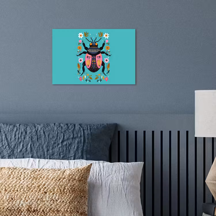 Poster - Kever - Bloemmotieven - Turquoise - Bladeren — 3