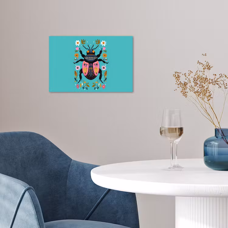 Poster - Kever - Bloemmotieven - Turquoise - Bladeren — 4