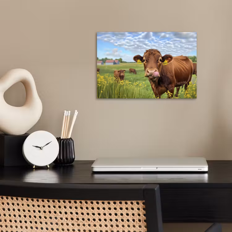 Poster - Koe - Weide - Bloemen — 2