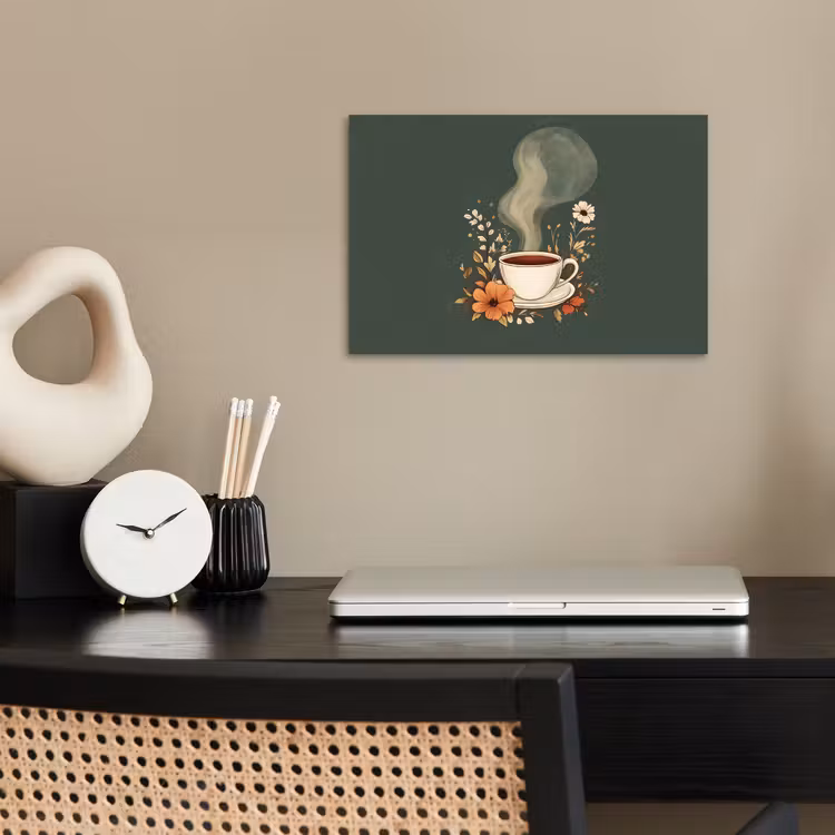 Poster - Kop - Bloemen - Groen - Koffie — 2