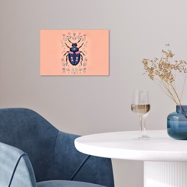 Poster - Kever - Donkerblauw - Bloemen - Sierlijk — 4