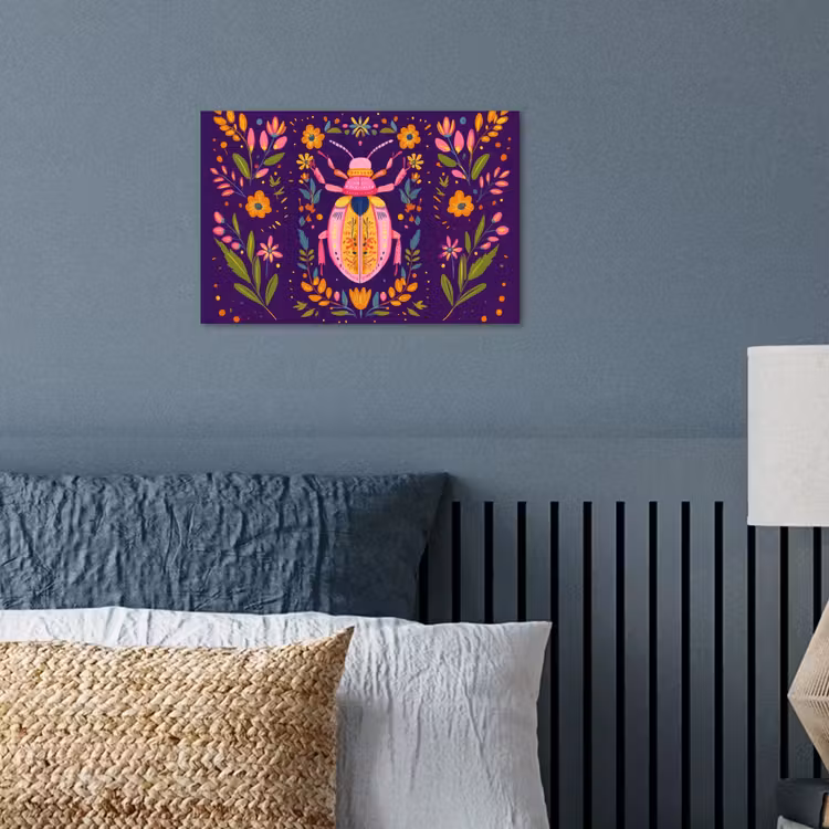 Poster - Kever - Felgekleurd - Bloemen - Bladeren — 3