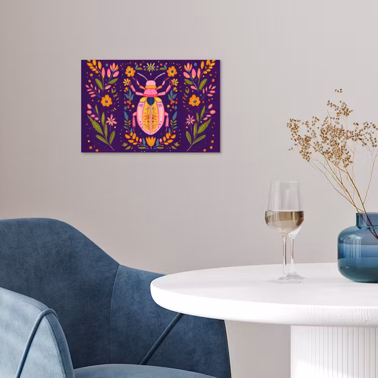 Poster - Kever - Felgekleurd - Bloemen - Bladeren — 4