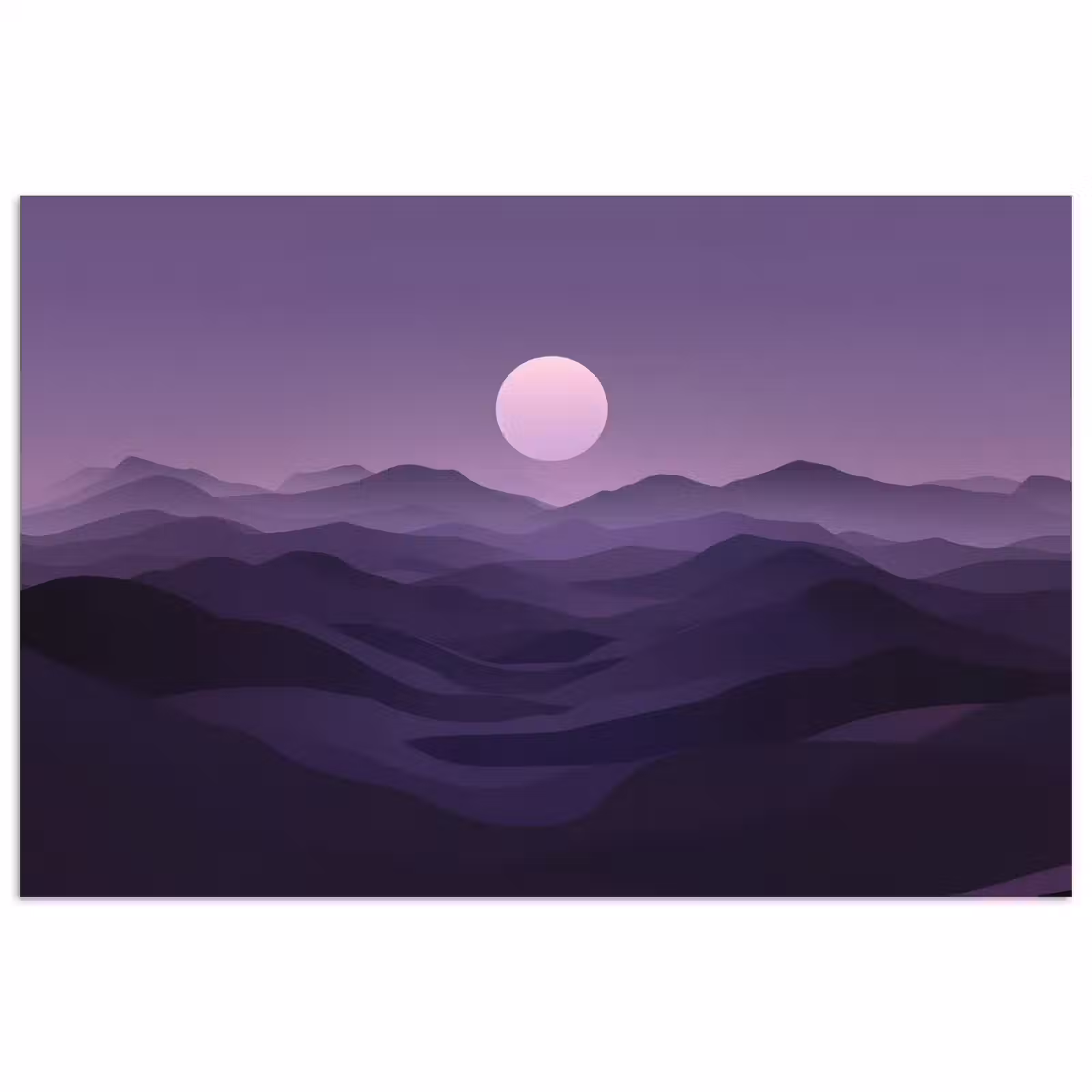 Poster - Heuvels - Paars - Mist - Zon — 1