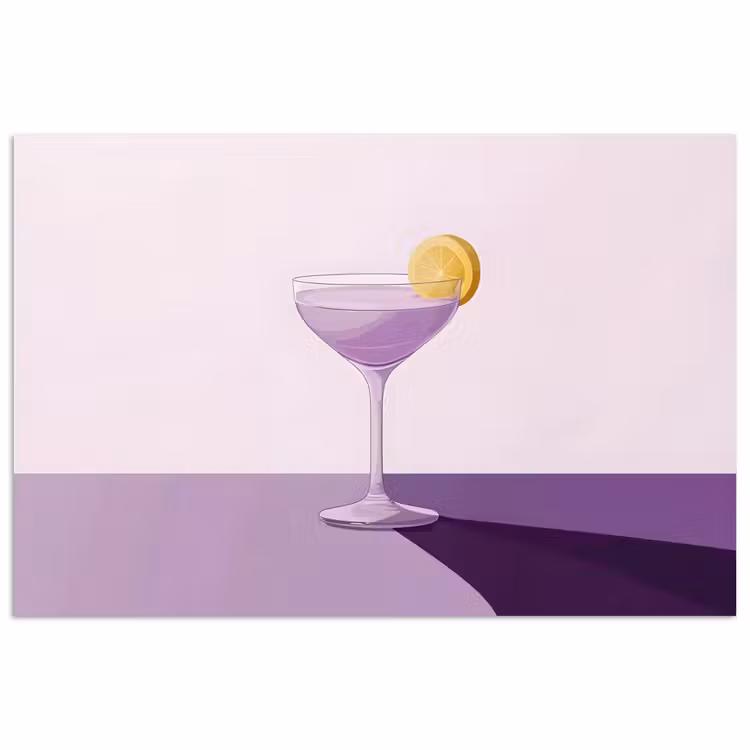 Poster - Cocktail - Paars - Minimalistisch - Citroen — 1