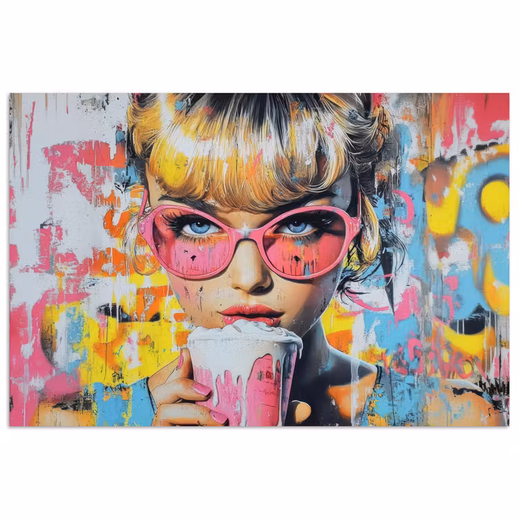 Poster - Expressief - Milkshake - Vrouw - Felle kleuren — 1