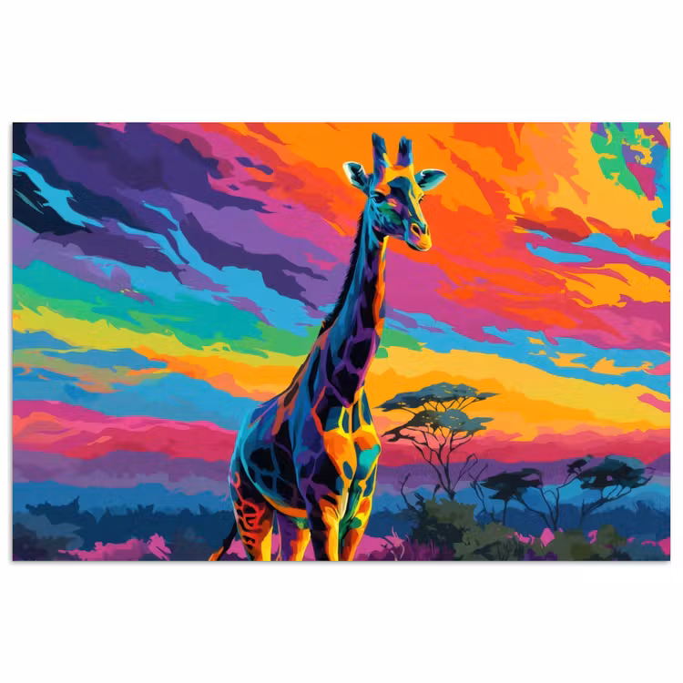 Poster - Giraffe - Savanna - Lucht - Gekleurd — 1