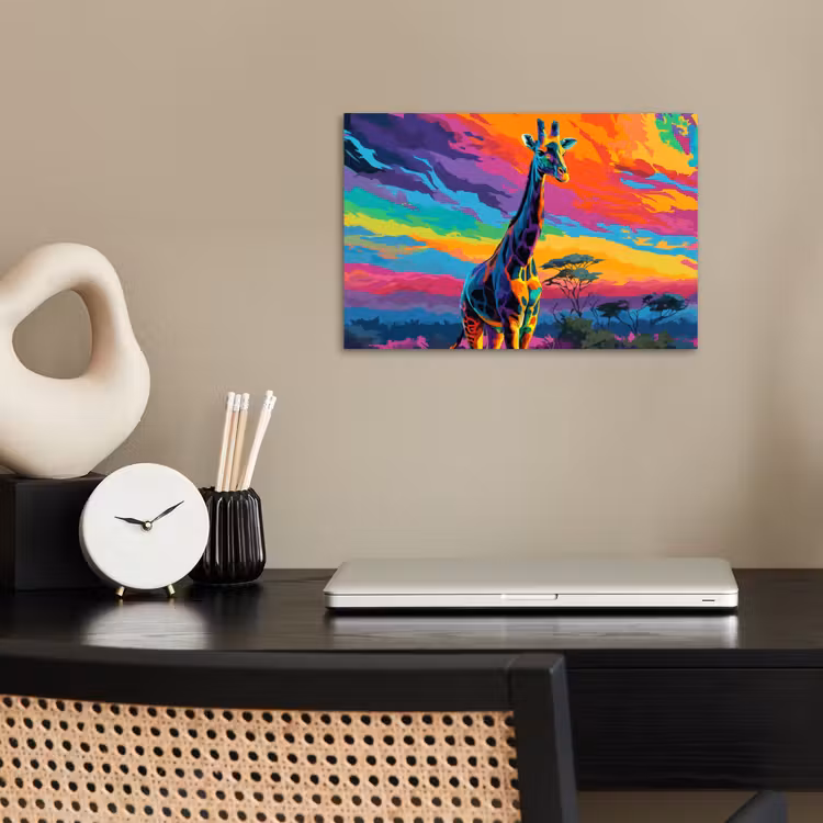 Poster - Giraffe - Savanna - Lucht - Gekleurd — 2