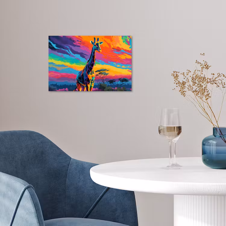 Poster - Giraffe - Savanna - Lucht - Gekleurd — 4