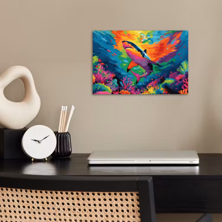 Poster - Haai - Koraalrif - Abstract - Kleurrijk — 2