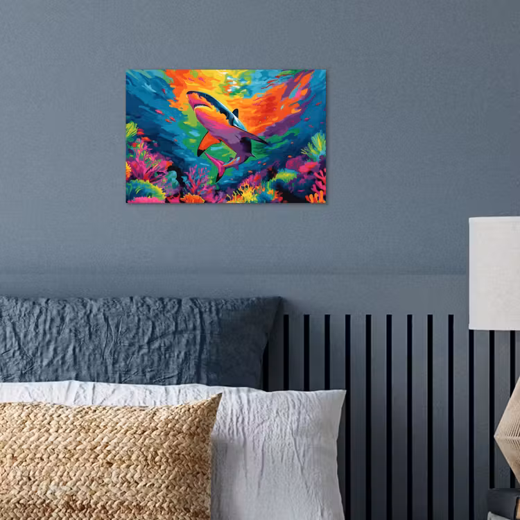 Poster - Haai - Koraalrif - Abstract - Kleurrijk — 3