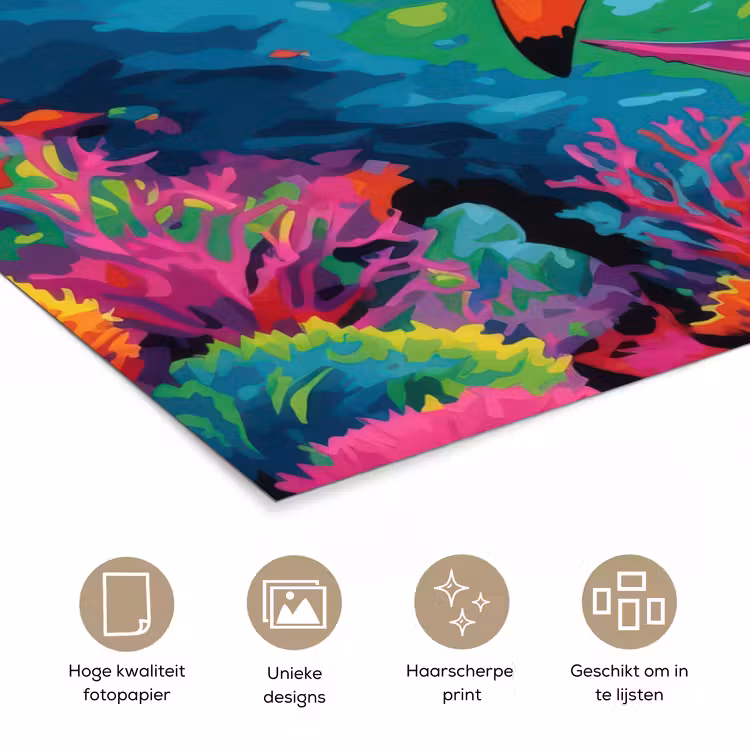 Poster - Haai - Koraalrif - Abstract - Kleurrijk — 5