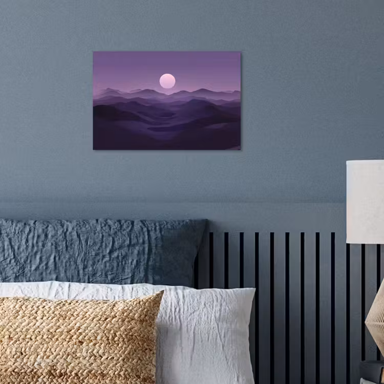 Poster - Heuvels - Paars - Mist - Zon — 3