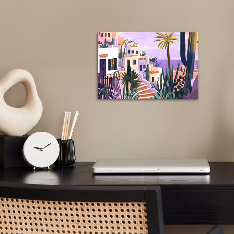 Poster - Huizen - Minimalistisch - Palmbomen - Kust — 2