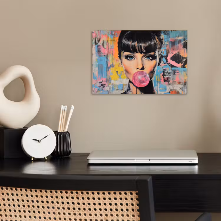 Poster - Kauwgom - Vrouw - Penseelstreken - Modern — 2