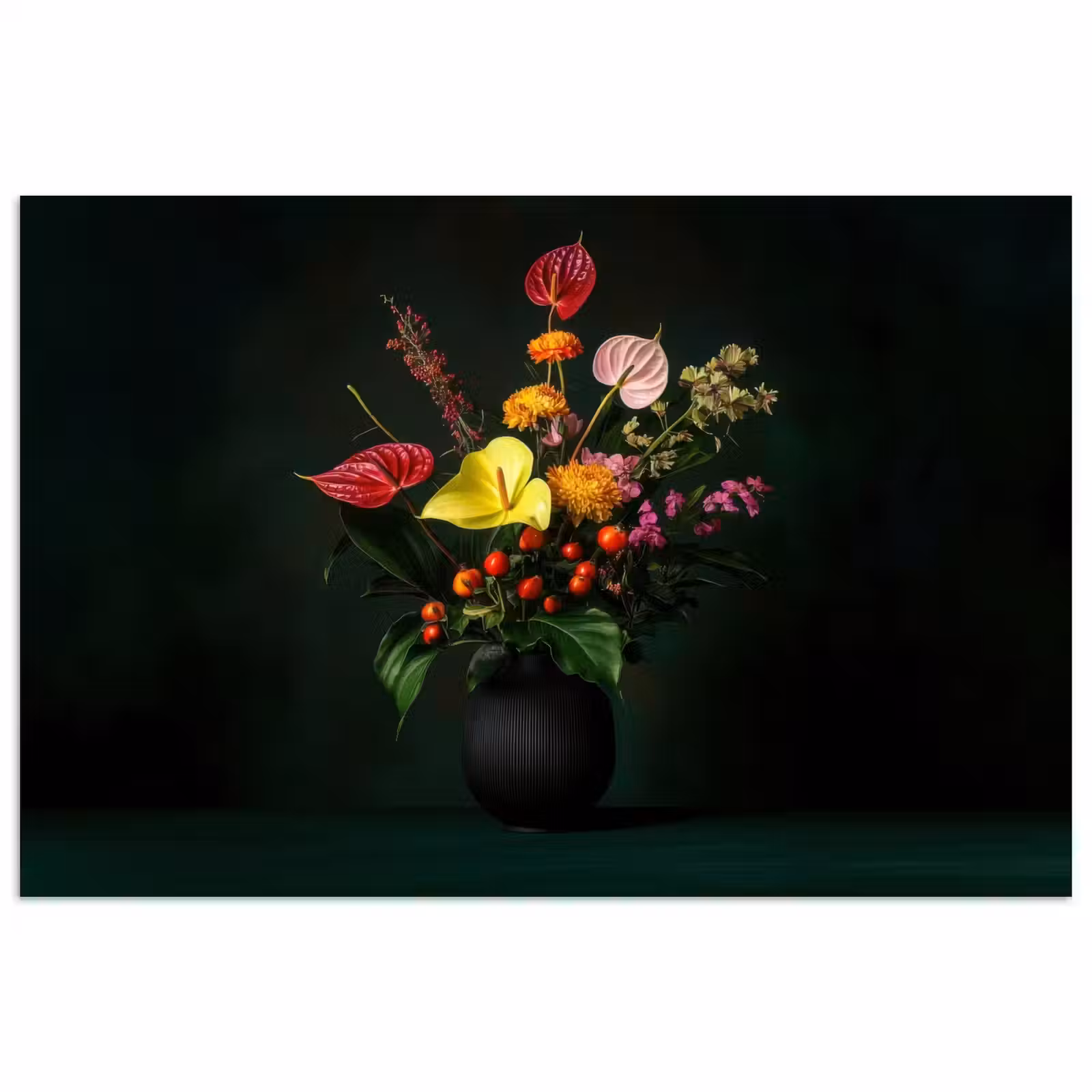 Poster - Bloemen - Vaas - Zwart — 1