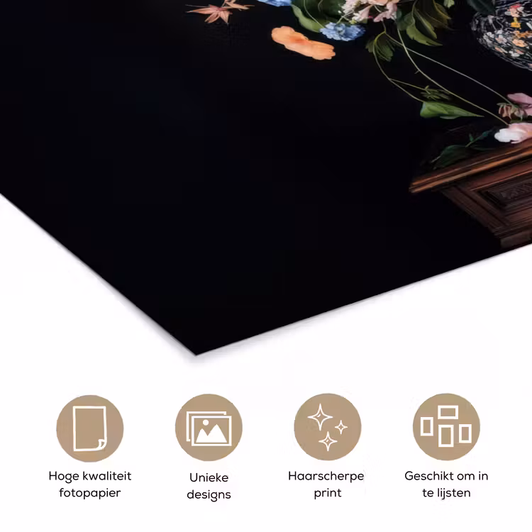 Poster - Bloemenvaas - Hout - Bloemen - Boeket — 5