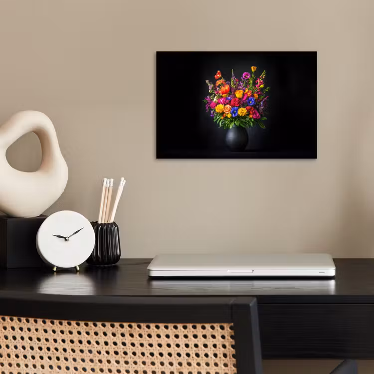 Poster - Felgekleurd - Bloemen - Vaas — 2