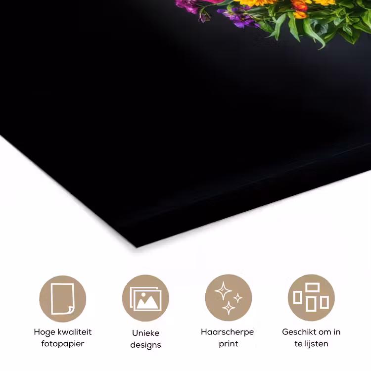 Poster - Felgekleurd - Bloemen - Vaas — 5