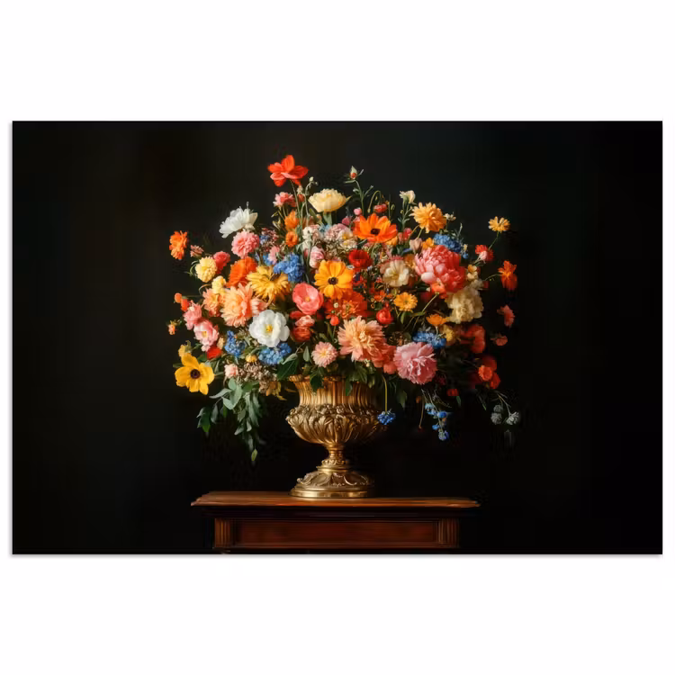 Poster - Goud - Bloemen - Kleuren - Vaas — 1