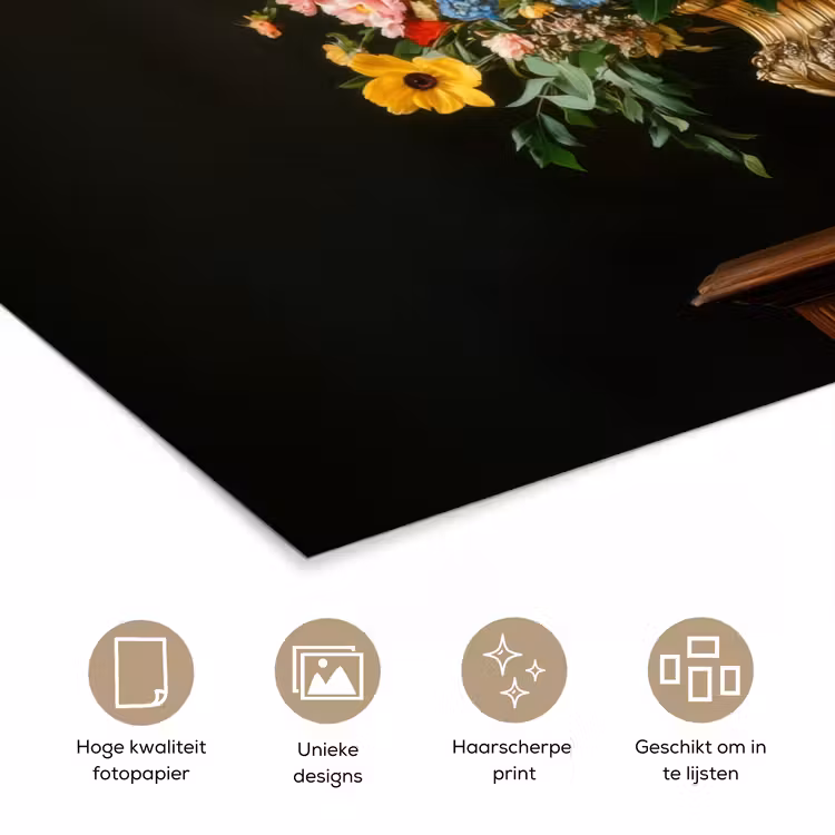 Poster - Goud - Bloemen - Kleuren - Vaas — 5