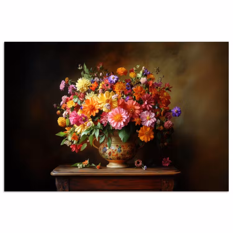 Poster - Kleuren - Boeket - Vaas - Hout — 1