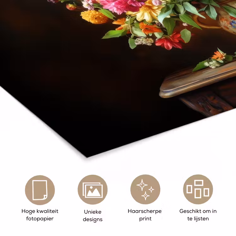 Poster - Kleuren - Boeket - Vaas - Hout — 5