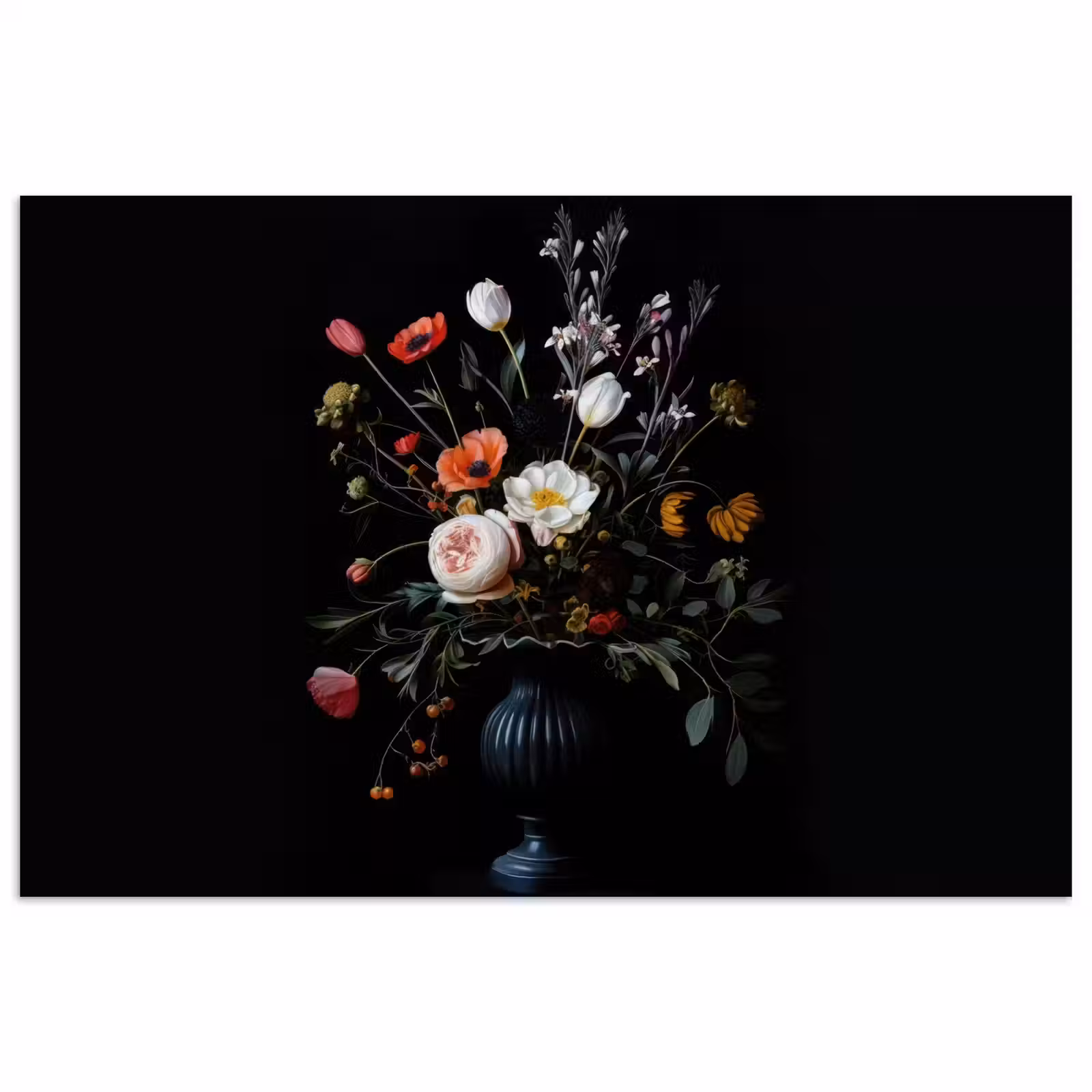 Poster - Bloemstuk - Vaas - Zwart — 1
