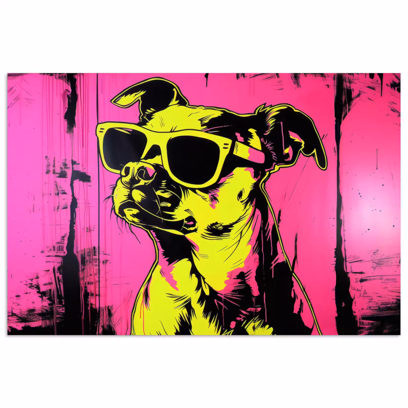 Poster - Hond - Zonnebril - Roze - Art — 1