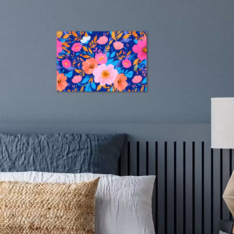 Poster - Bloemen - Blauw - Roze — 3