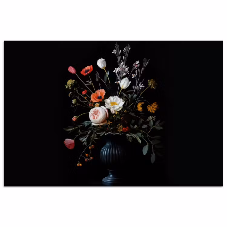 Poster - Bloemstuk - Vaas - Zwart — 1