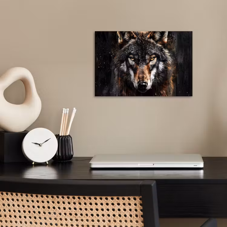 Poster - Dieren - Wolf - Portret - Zwart - Bruin — 2