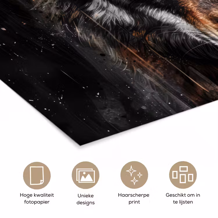 Poster - Dieren - Wolf - Portret - Zwart - Bruin — 5