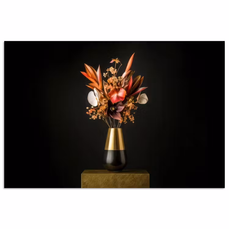 Poster - Exotisch - Boeket - Vaas - Goud — 1