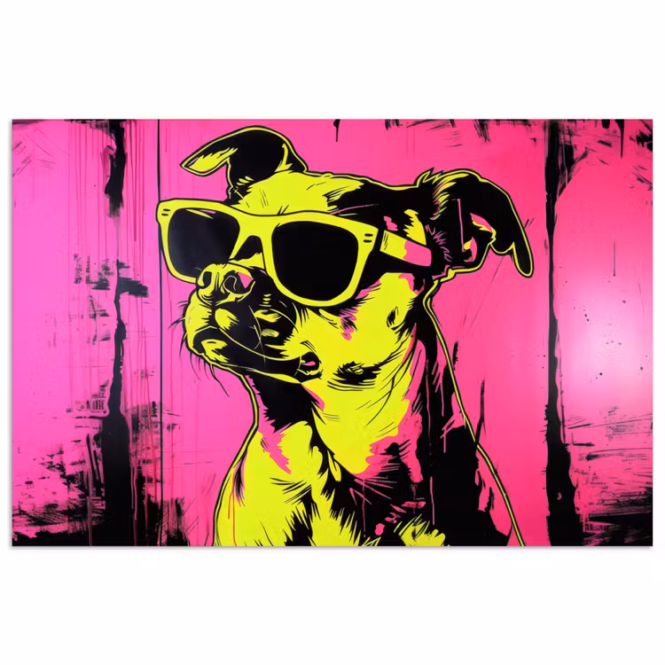 Poster - Hond - Zonnebril - Roze - Art — 1