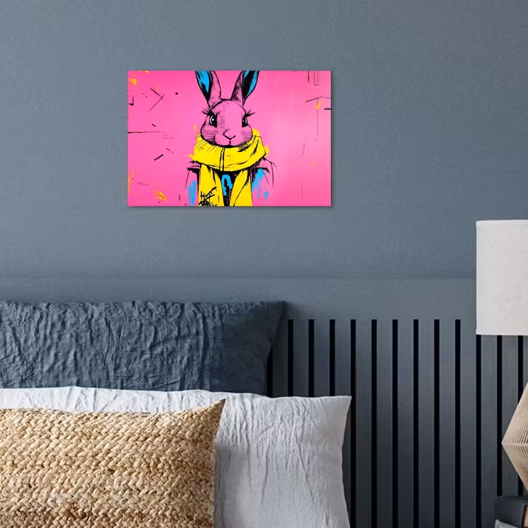 Poster - Konijn - Felroze - Sjaal - Abstract — 3