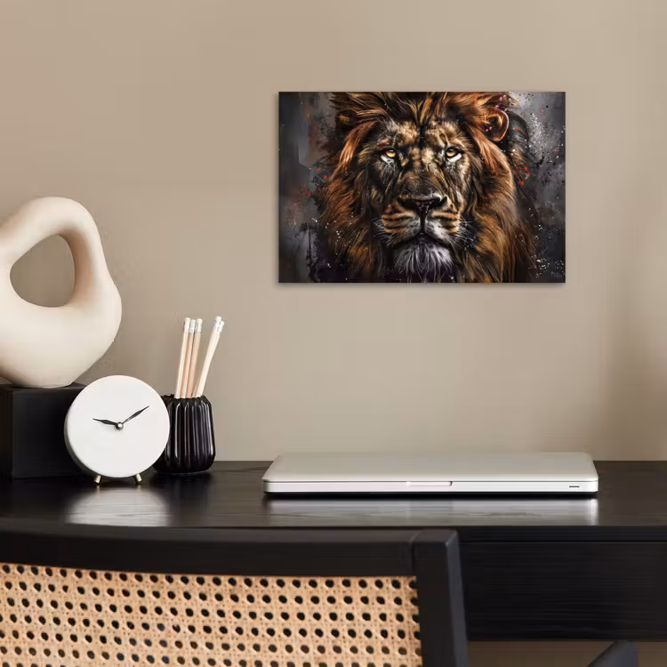 Poster - Leeuw - Dieren - Portret - Zwart - Luxe — 2