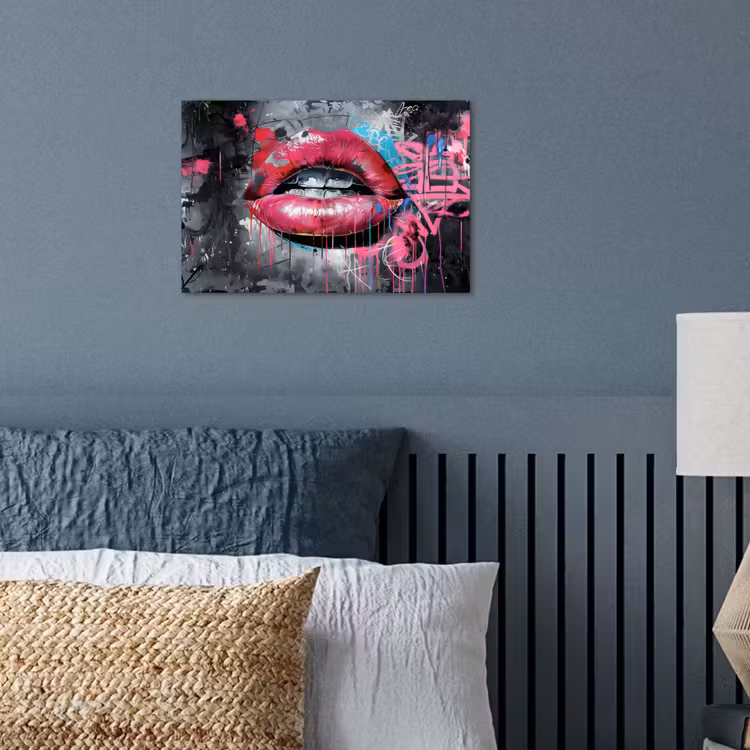 Poster - Lippen - Felroze - Graffiti - Verfstrepen — 3