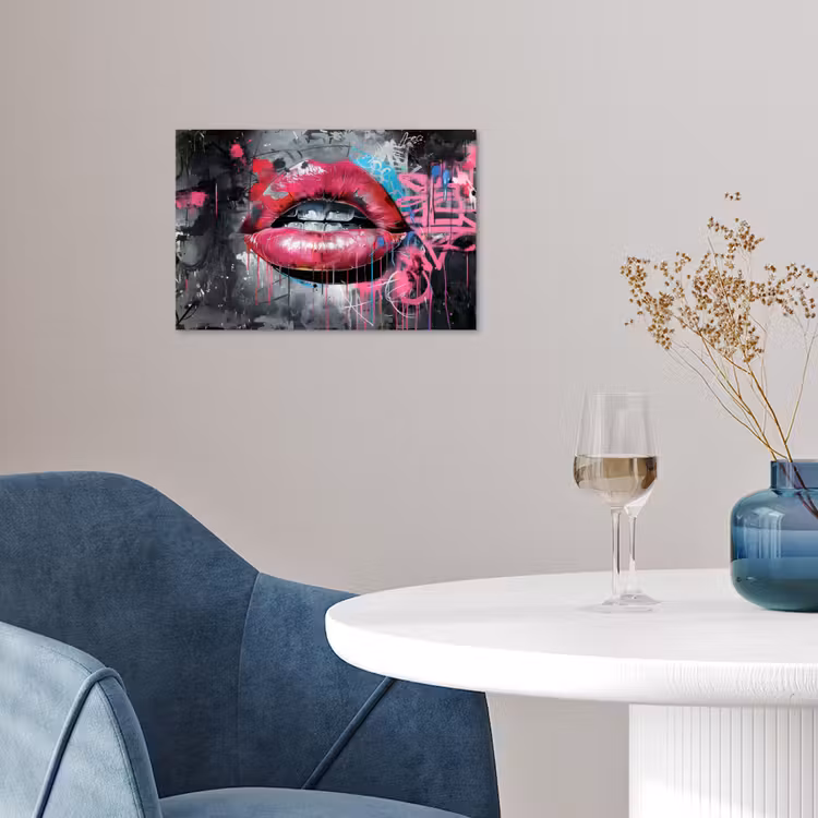 Poster - Lippen - Felroze - Graffiti - Verfstrepen — 4