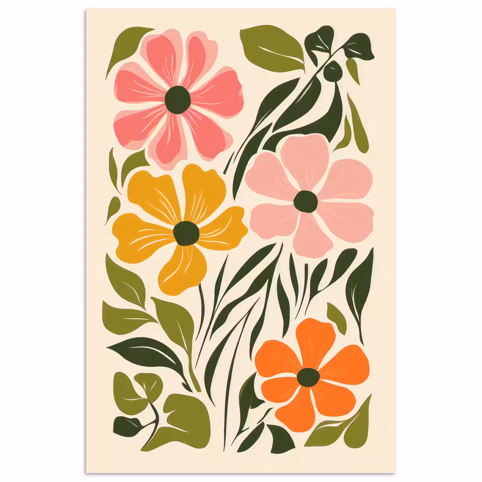 Poster - Bloemen - Speels - Kleurrijk — 1