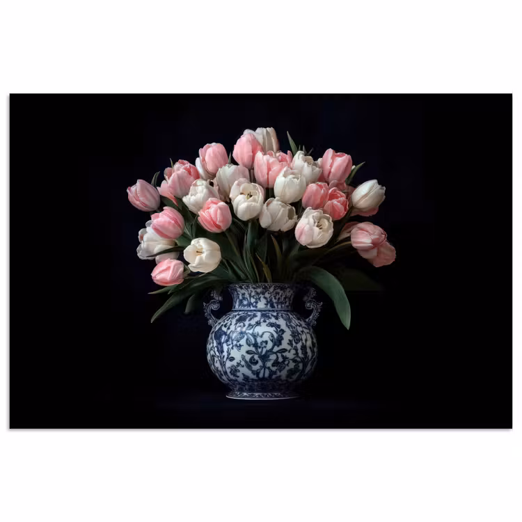 Poster - Bloemen - Roze - Tulpen - Vaas — 1