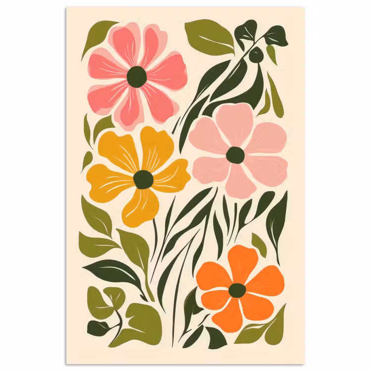 Poster - Bloemen - Speels - Kleurrijk — 1