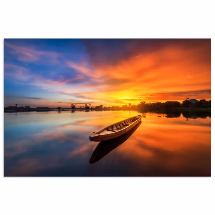 Poster - Boot - Water - Zonsondergang - Oranje - Water — 1