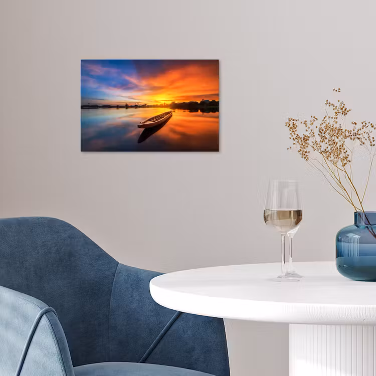 Poster - Boot - Water - Zonsondergang - Oranje - Water — 4
