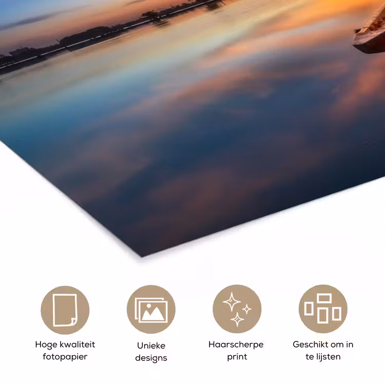 Poster - Boot - Water - Zonsondergang - Oranje - Water — 5