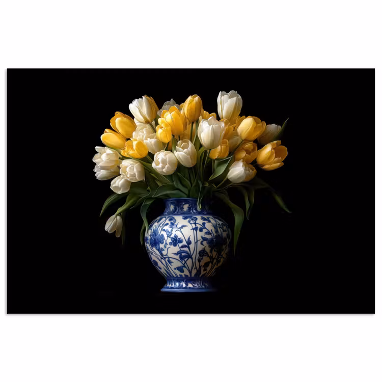 Poster - Geel - Tulpen - Vaas - Bloemen — 1